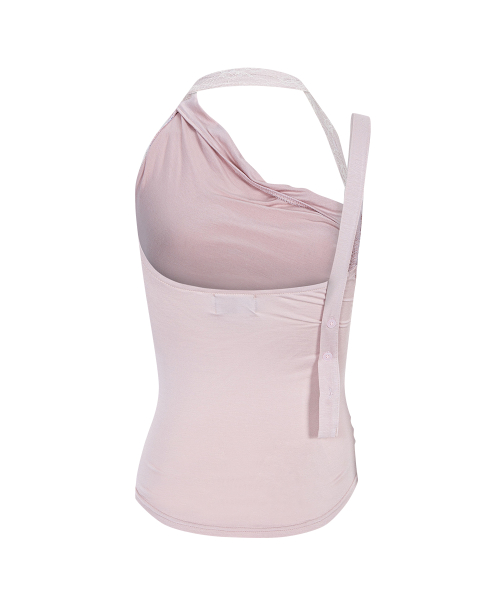 Hush Button Halter Sleeveless Top (Dusty Pink)
