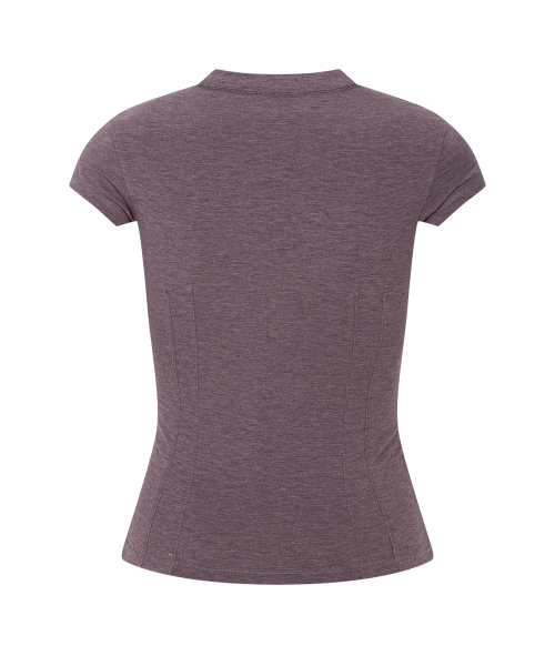 Pansy Pocket Button Short Sleeve Top (Vintage Purple)