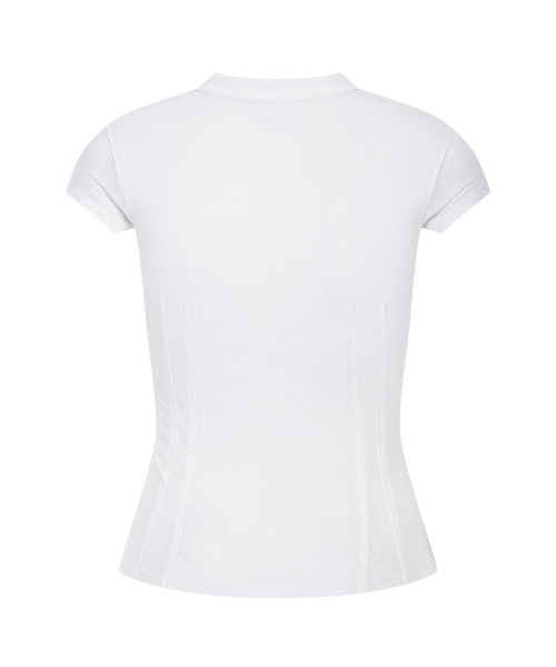 Pansy Pocket Button Short Sleeve Top (White)