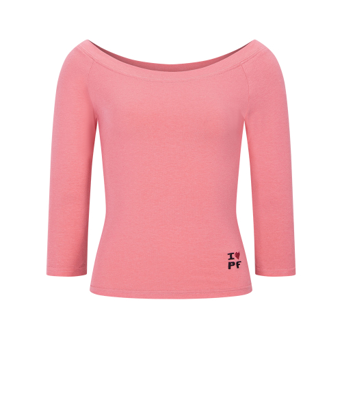 Zed Off-Shoulder Long Sleeve Top (Candy Pink)