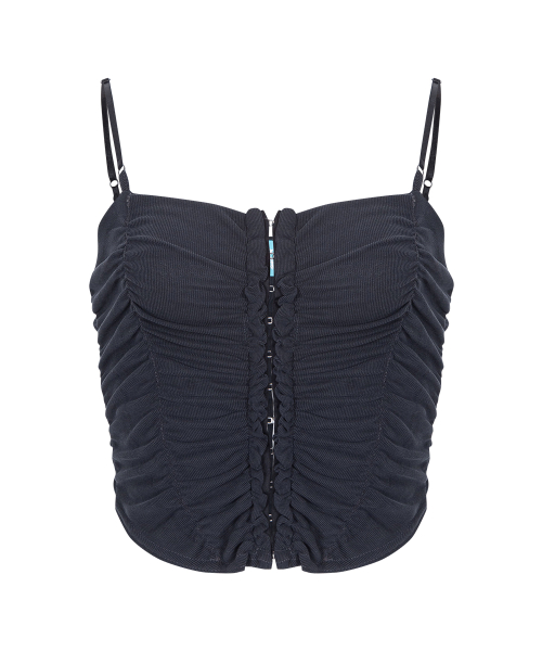 Lilian Shirring Sleeveless Top (Cool Charcoal)