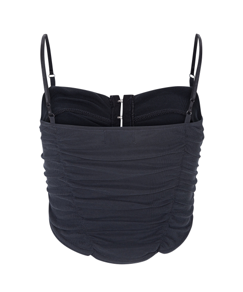 Lilian Shirring Sleeveless Top (Cool Charcoal)