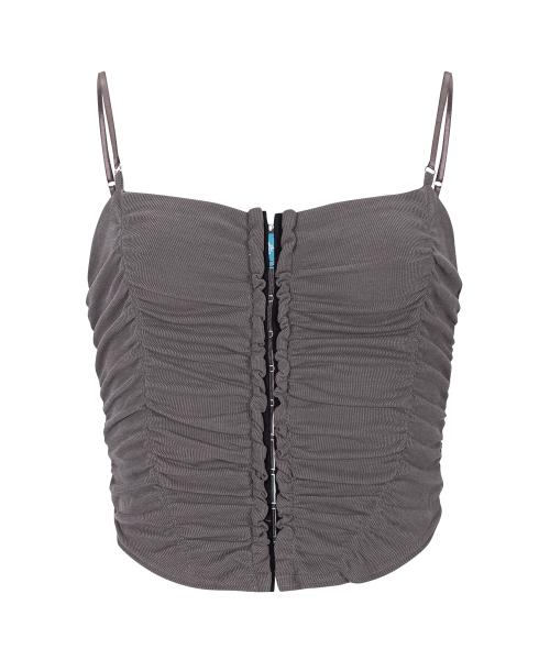 Lilian Shirring Sleeveless Top (Mocha Grey)
