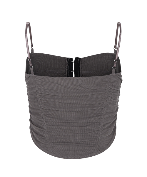 Lilian Shirring Sleeveless Top (Mocha Grey)