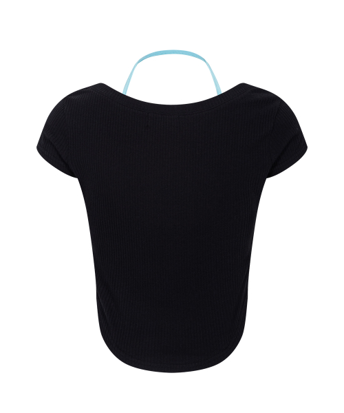 Zeline Layered Short Sleeve Top (Black)