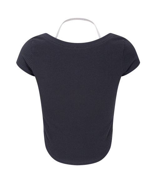 Zeline Layered Short Sleeve Top (Charcoal)