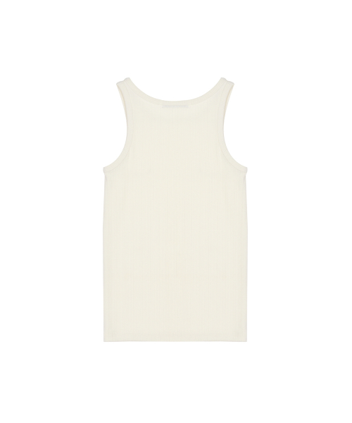 RIB EMBROIDERY SLEEVELESS TOP_CREAM