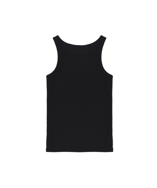 RIB EMBROIDERY SLEEVELESS TOP_BLACK