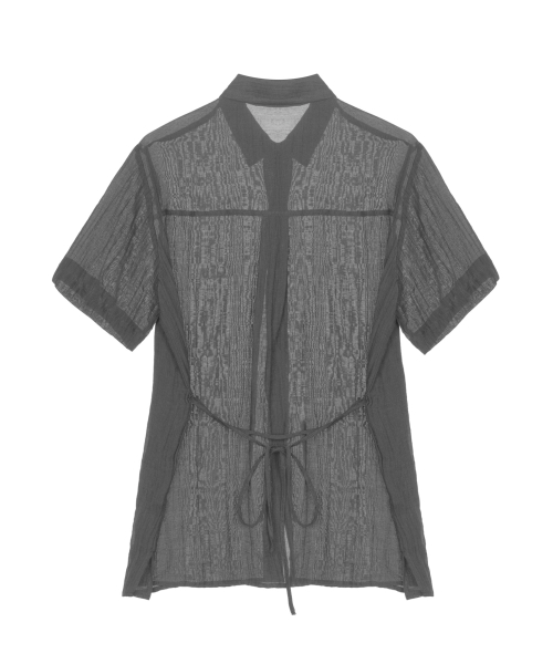 CRINKLE STRING HALF SHIRT_GRAY