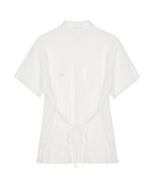 CRINKLE STRING HALF SHIRT_IVORY
