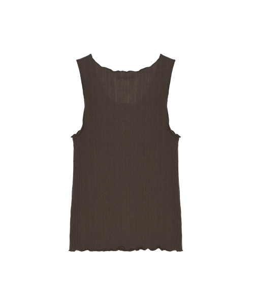 WAVE BUTTON SLEEVELESS TOP_BROWN
