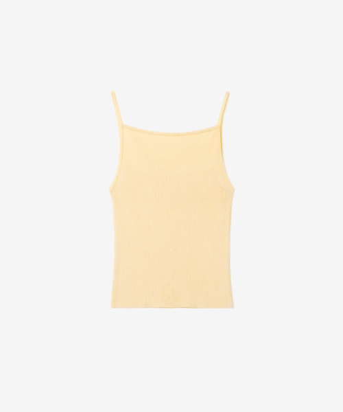 LINEN SQUARE NECK KNIT SLEEVELESS, BUTTER