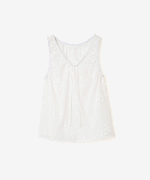FLORAL EMBROIDERED LACE SLEEVELESS, WHITE