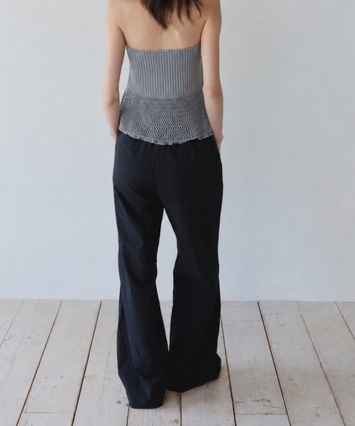 EASY STRING COTTON PANTS, BLACK