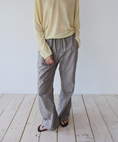 EASY STRING COTTON PANTS, SAND BROWN