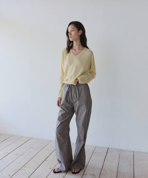 EASY STRING COTTON PANTS, SAND BROWN