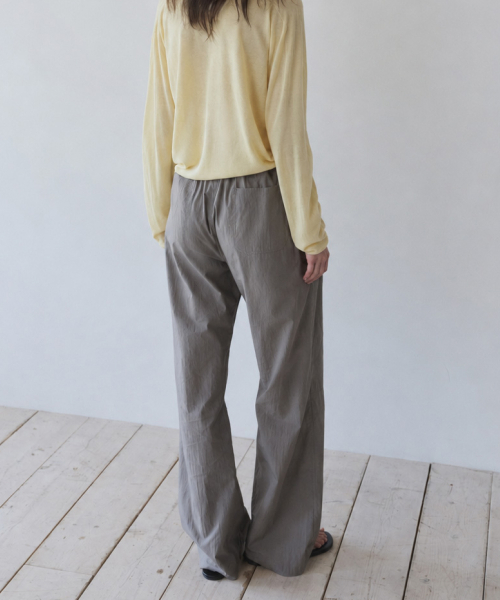 EASY STRING COTTON PANTS, SAND BROWN
