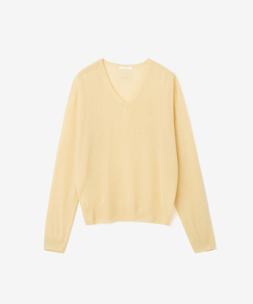 LIGHT LINEN V-NECK SUMMER KNIT, LEMON