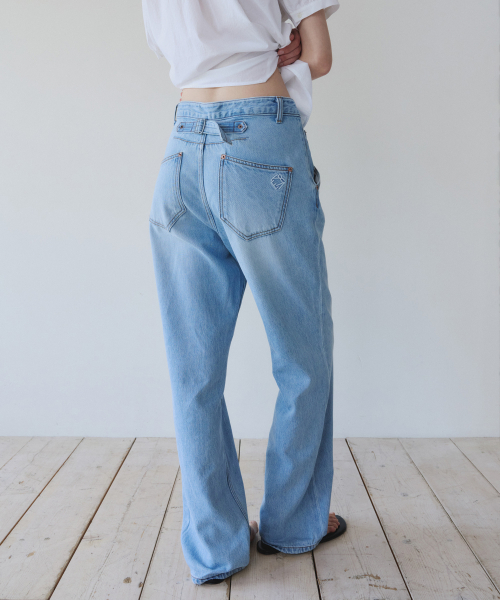CINCH BACK DENIM PANTS, LIGHT BLUE