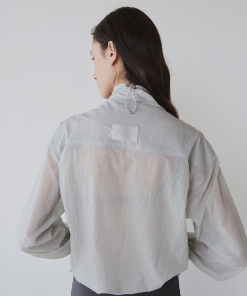 SHEER LIGHTWEIGHT ZIP-UP, LIGHT GREY