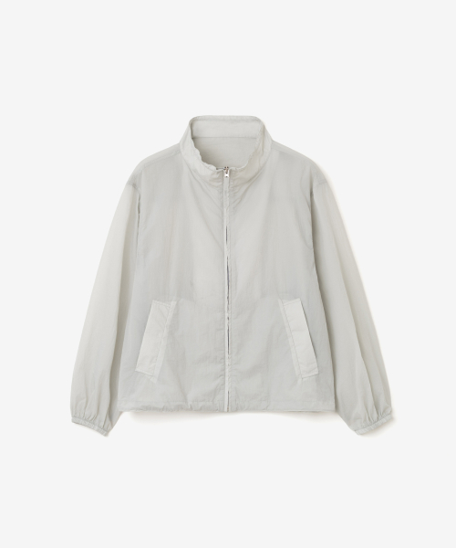 SHEER LIGHTWEIGHT ZIP-UP, LIGHT GREY