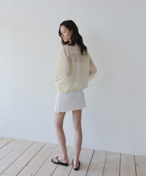 SHEER LIGHTWEIGHT ZIP-UP, BUTTER