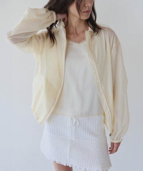 SHEER LIGHTWEIGHT ZIP-UP, BUTTER