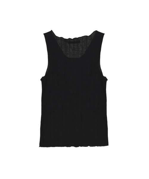 WAVE BUTTON SLEEVELESS TOP_BLACK