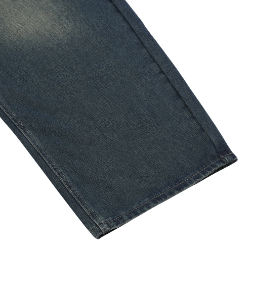 RUDIC WIDE POCKET PINTUCK WASHING DENIM PANTS
