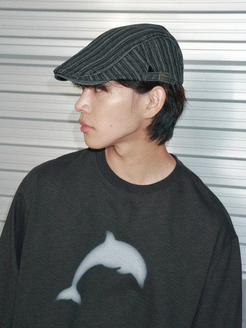 Stitch Stripe Hunting Cap (Black Denim)