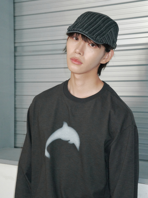 Stitch Stripe Hunting Cap (Black Denim)