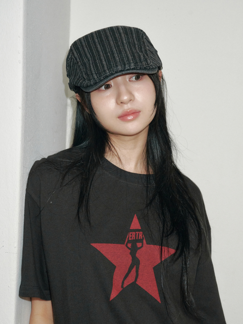 Stitch Stripe Hunting Cap (Black Denim)