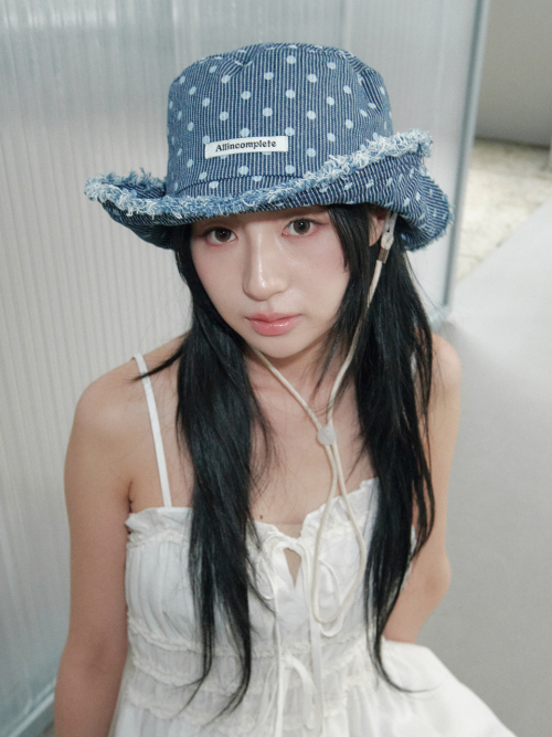 Dot Stripe Denim Safari Hat