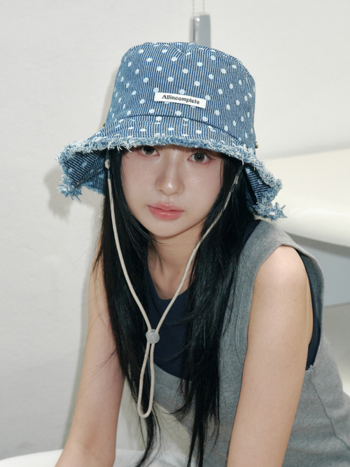 Dot Stripe Denim Safari Hat