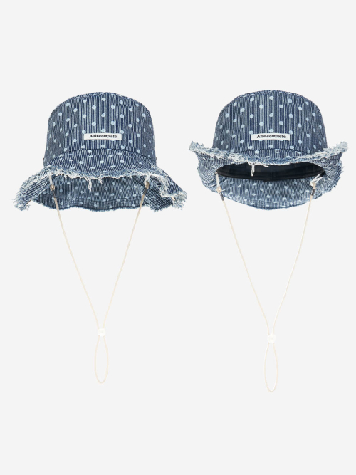 Dot Stripe Denim Safari Hat