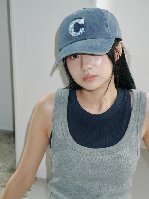 Flower C Washing Ball Cap (Navy)