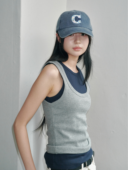 Flower C Washing Ball Cap (Navy)