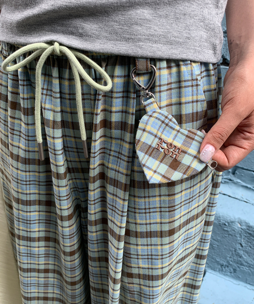 HEART KEYRING CHECK JOGGER PANTS MINT