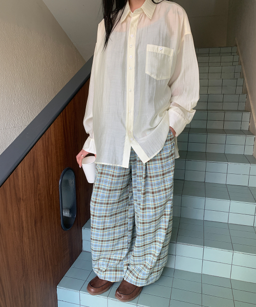HEART KEYRING CHECK JOGGER PANTS MINT