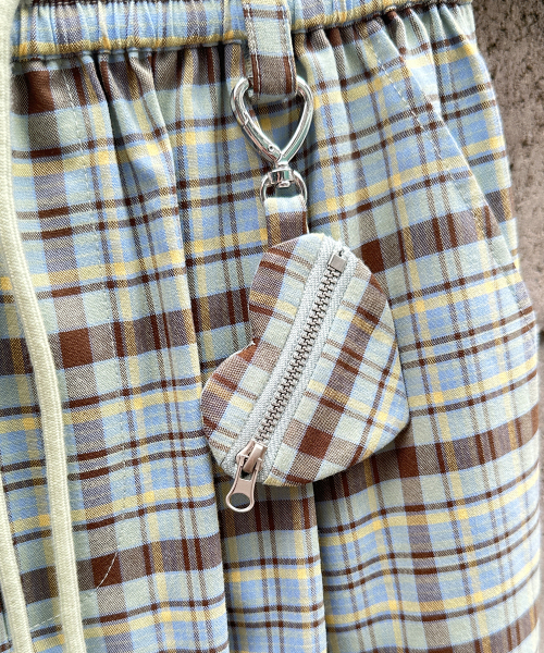 HEART KEYRING CHECK JOGGER PANTS MINT