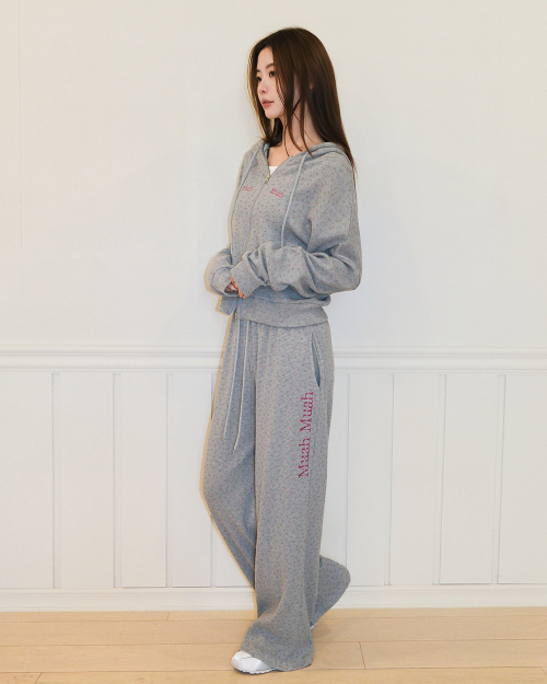 FLOWER WAFFLE BANDING PANTS [GRAY]