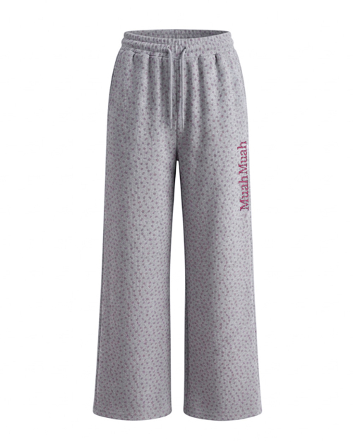 FLOWER WAFFLE BANDING PANTS [GRAY]