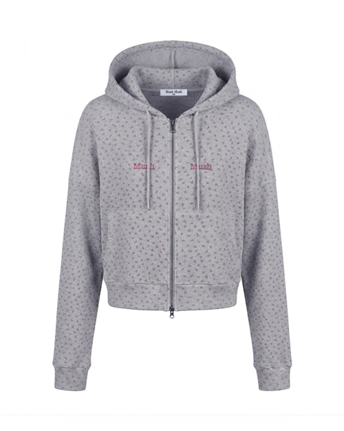 FLOWER WAFFLE HOOD ZIPUP [GRAY]