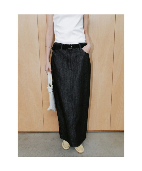 90s H Line Denim Skirt Black (TA6727A085)