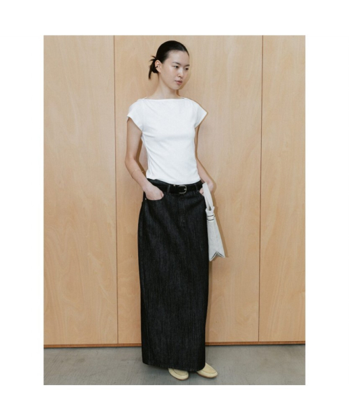 90s H Line Denim Skirt Black (TA6727A085)