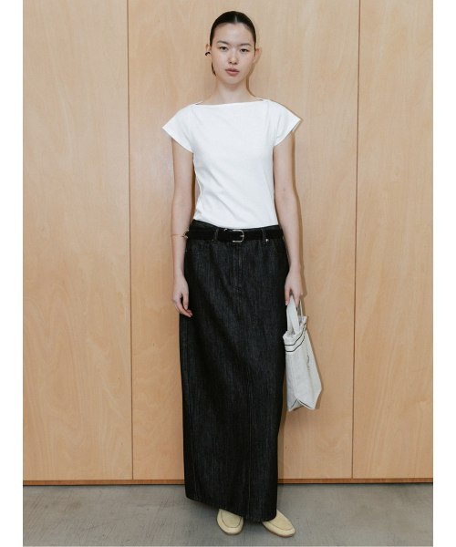90s H Line Denim Skirt Black (TA6727A085)
