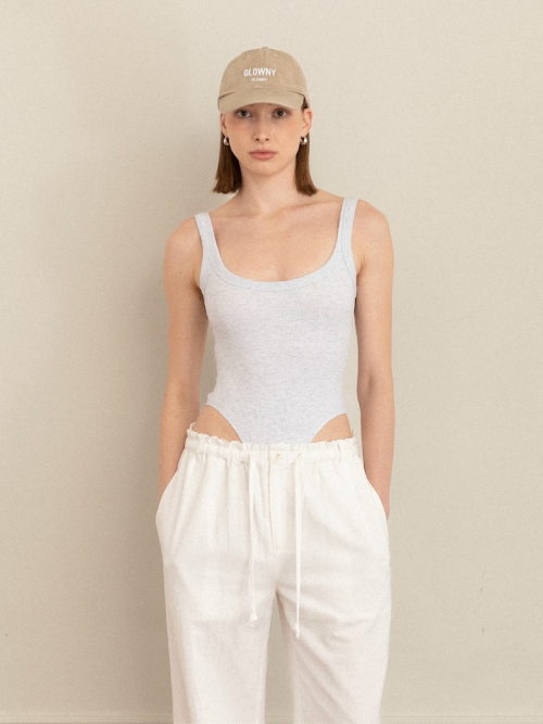 G SCOOP NECK BODYSUIT (WHITE MELANGE)
