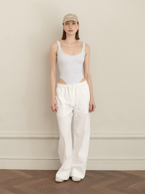 G SCOOP NECK BODYSUIT (WHITE MELANGE)