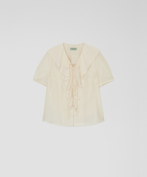 Ruban Frill Half Sleeve Blouse_2colors