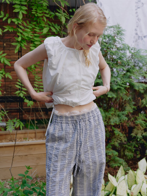 Embroidered Check Casual Pants MU2635PT310M